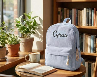 Mochila de pana personalizada, mochila infantil con nombre personalizado, regalo de regreso a clases, mochila para niños pequeños, mochila estética para adolescentes, regalo para ella.