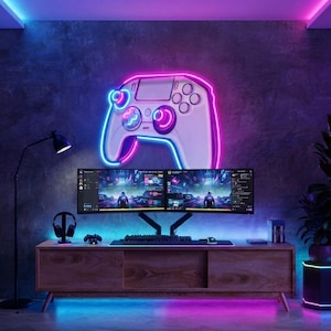 Stick Controller LED Neon Sign, Gaming Controller Decor, Gamer Room Neon Light, Game Room Acrylic Sign, Streamer Setup Decor, Gift for Him