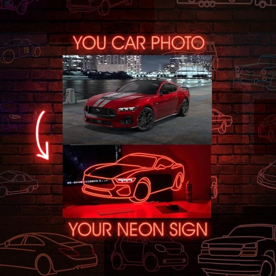 Custom Car Neon Sign, Personalized Garage Decor, LED Vehicle Wall Light ...