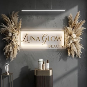 Rectangular 3D Business Logo Sign|3D Acrylic Sign | Custom 3D Backlit Business Sign | Acrylic Beauty Salon Sign|Wall Logo Decor
