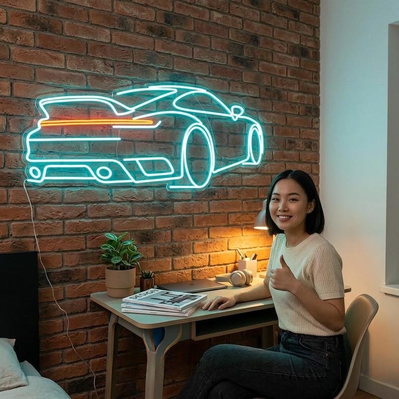 Custom Car Neon Sign, Personalized Garage Decor, LED Vehicle Wall Light ...
