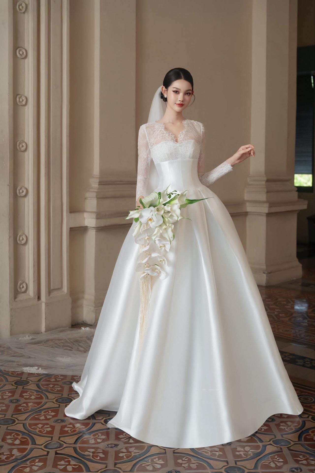 etsy long sleeve wedding dress Long Sleeve Lace Wedding Dress - Handmade Romantic Gown
