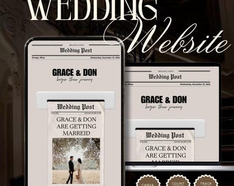 新聞風結婚式ウェブサイトテンプレート - フォトブース結婚式招待状 - 由緒ある家柄の結婚式招待状