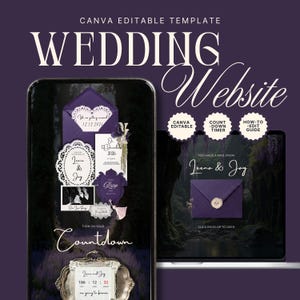 Old Money Wedding Website Canva Template with RSVP | Wedding Itinerary |  Wedding Timeline  | Wedding Registry | countdown