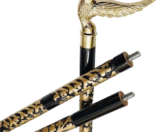 Luxury Falcon Head Cane Handle, Gold Finish Vintage Style Walking Stick Accessory