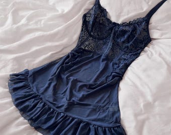 Sheer Lace Lingerie with Chemise for Honeymoon Nightwear