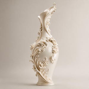 Vriden barockvas STL, blommig spiralvas, lyxig dekorativ vas, elegant blomvas, rokokostilvas, 3D-utskrift STL-fil