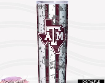 Texas A/&M tumbler college football design TGig /'em digital design printable 20oz skinny tumbler Aggie htv Aggie mom tumbler