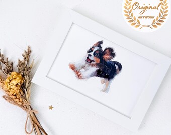Mini aangepaste aquarel huisdier portret handgeschilderd hond schilderij van foto Tiny Pet Memorial cadeau schattig bureaudecor gepersonaliseerd voor hondenmoeder