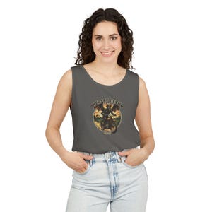 Jersey Devil Motor Co. Tank Top | Unisex Garment-Dyed Vintage Wash Shirt | Retro Biker Muscle Tee | Pine Barrens Folklore | Summer Festival