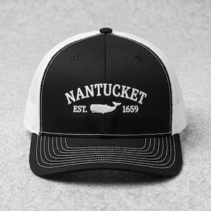 Nantucket Trucker Cap | Vintage Wal bestickte Kappe | Preppy Küsten Snapback | Richardson 112 Netzmütze | Strand Urlaub Geschenk Herren Damen