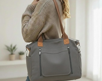 Large Canvas Tote Bag, Minimalist Shoulder Bag for Women, Aesthetic Everyday Crossbody Purse, Chic Work & School Handbag,Travel Gift for Her