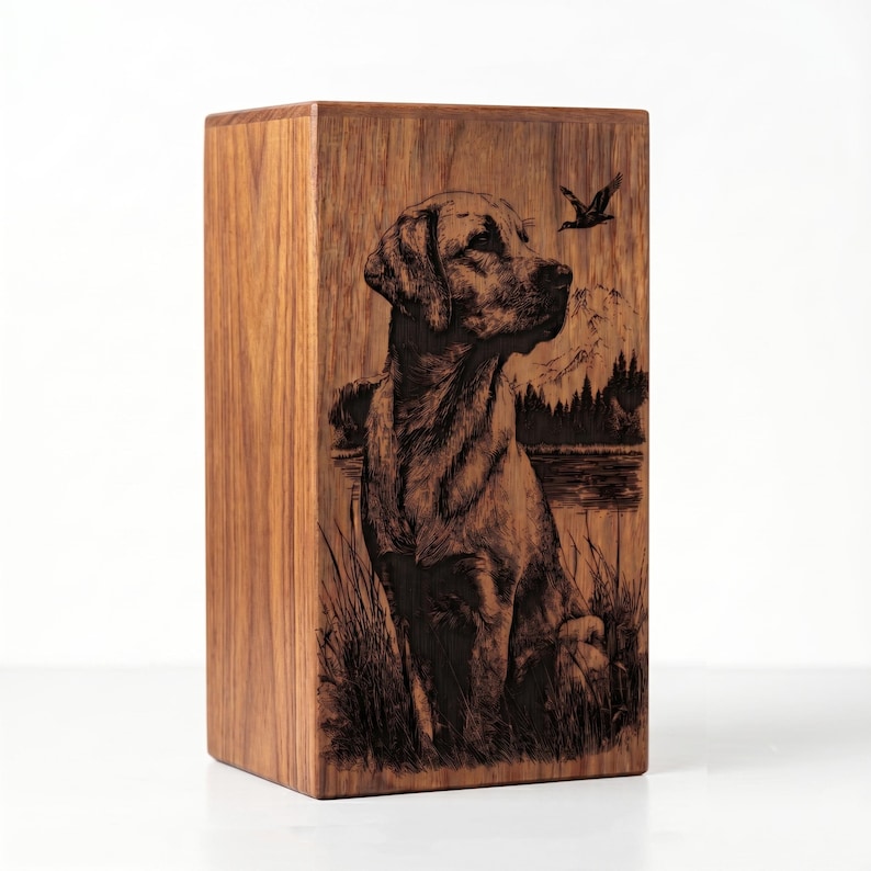 Urna de madera personalizada para perros, caja conmemorativa personalizada para fotos de mascotas, urna de recuerdo grabada. imagen 2