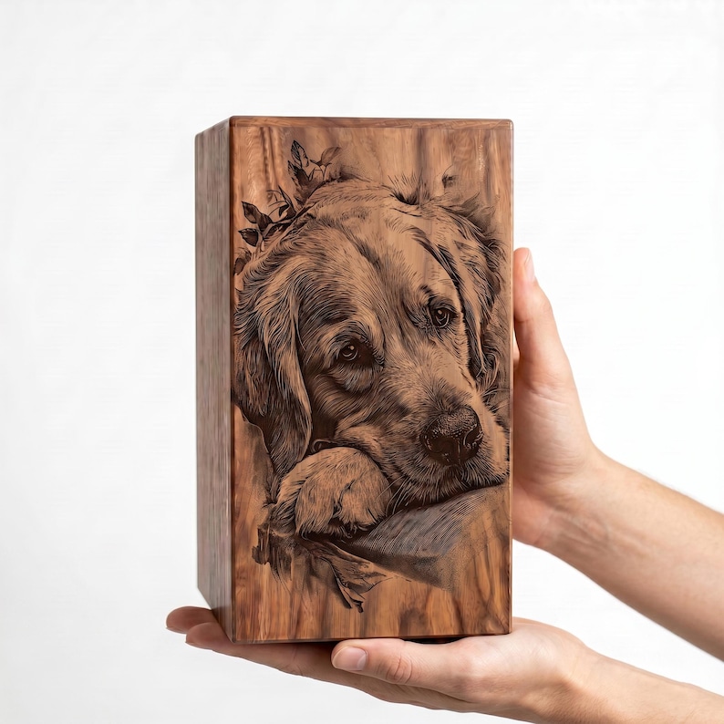 Personalized Wooden Dog Urn: Custom Pet Memorial Keepsake Box image 13