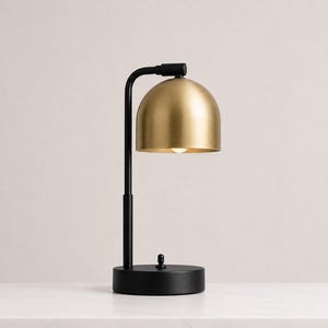 Mushroom Table Lamp, Brass Dome, 110–240V Dimmable E12/E26 Socket