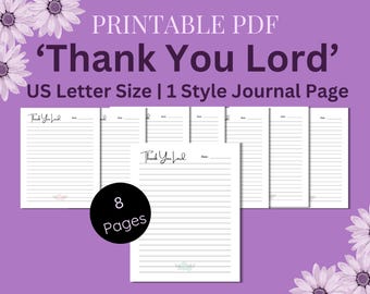 Thank You Lord Journal Page Printable: US Letter (PDF)