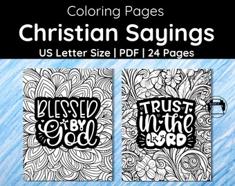 Floral Christian Coloring Pages: Bible Verse Art (Printable PDF 8.5x11 US Letter Size)
