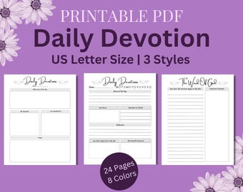 Daily Devotion Journal: 3 Styles, Printable Worksheet (PDF)