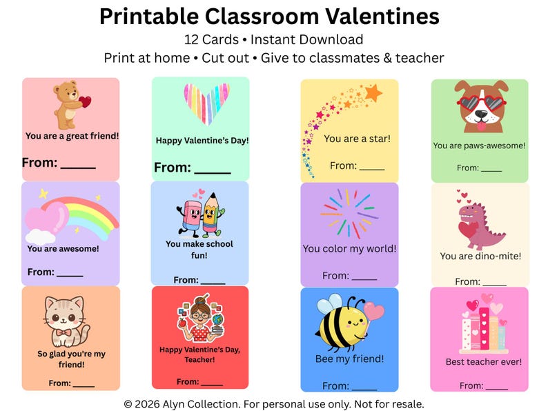 Printable Valentine Cards for Kids | Classroom Exchange, Friends ...