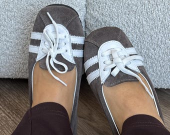 Äkta mockabalettskor med fyrkantig, stängd tå, Lätta barfotaskor, Sportiga kvinnor, Trendiga sommarskor, Bekväma vardagsskor