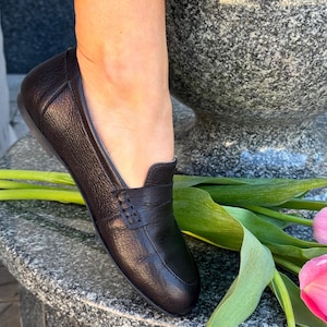 Chocolate Patent Leather Loafers with Square Toe, Anatomical Summer Moccasins, Minimalist Comfortable Slip-Ons, Work Daily Practical Shoes Textured Leath Choc.