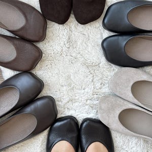 Wide Toe Box Shoes Ballet Flats, Textured Leather Black Flats, Bafefoot Shoes Women, Everyday Elegant Footwear, Women Slip-ons Shoes image 13