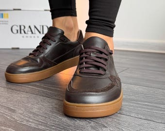 Natural Leather Sneakers with Suede Inserts, Anatomical Trainers Women, Wide Toe Box Shoes, Lace-up Footwear, Comfortable Casual Work Shoes