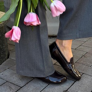 Chocolate Patent Leather Loafers with Square Toe, Anatomical Summer Moccasins, Minimalist Comfortable Slip-Ons, Work Daily Practical Shoes image 15
