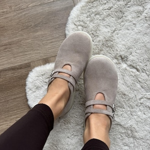 Scarpe minimaliste da donna, ballerine casual in camoscio beige, ballerine anatomiche, scarpe con punta larga, scarpe comode e leggere per camminare tutti i giorni