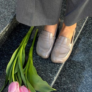 Chocolate Patent Leather Loafers with Square Toe, Anatomical Summer Moccasins, Minimalist Comfortable Slip-Ons, Work Daily Practical Shoes image 19