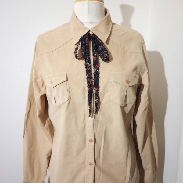 Corduroy Collared Shirt with Elbow Patches