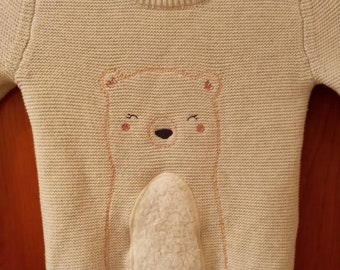 Pink Bear with Fur Patch Sweater