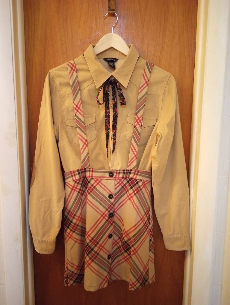 Plaid Skirt With Suspenders Etsy UK