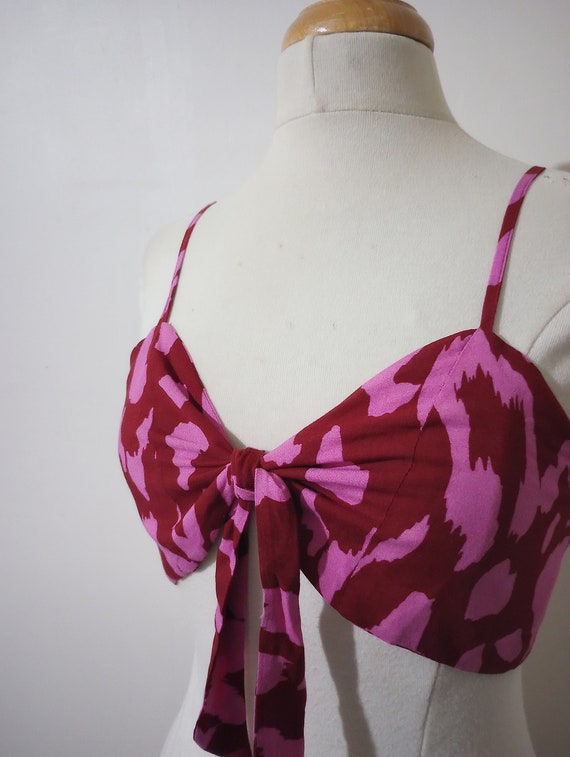 Ikat Berry Knotted Bralette - image 1