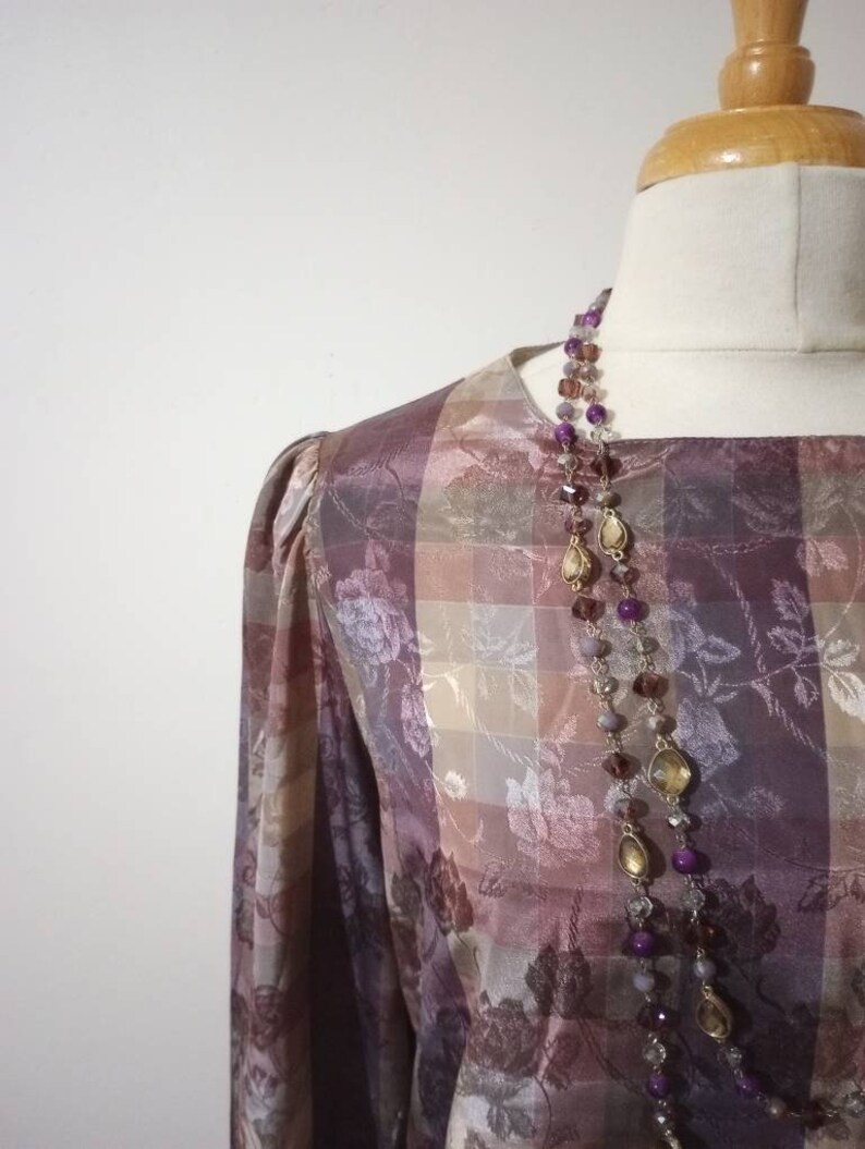 Retro Floral Checker Blouse