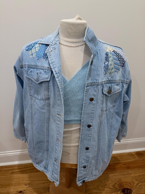 Women’s vintage patchwork denim jacket - image 1