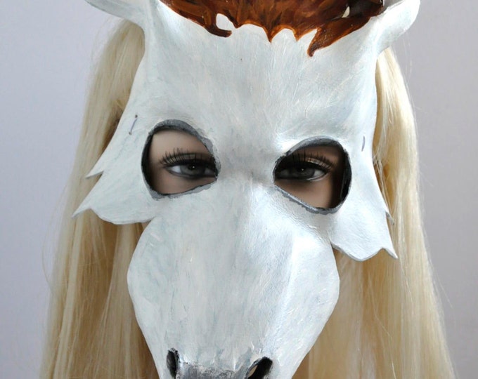 4 White Horse Masks in Leather for Cinderella's Carriage by Hawk & Deer