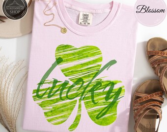 Comfort Colors® Lucky Shamrock Shirt, St Patricks Day Tee, Trendy Green Holiday Graphic Top