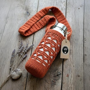 Water Bottle Holder | Macrame Style Bottle Sling | Boho Handmade Carrier | DIY Gift Idea | Crochet Pattern | PDF Digital Download