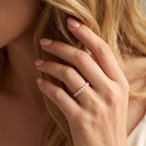 Alliance éternité étanche | Bague en argent sterling 925 étanche | Bague empilable délicate en zircon cubique | Cadeau minimaliste pour une alliance de mariage
