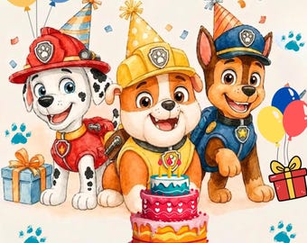 Invito di compleanno a tema Puppy Patrol, festa di compleanno per bambini, modificabile su Canva (download immediato), fai da te, modificabile facilmente su Canva, festa di compleanno a tema cani