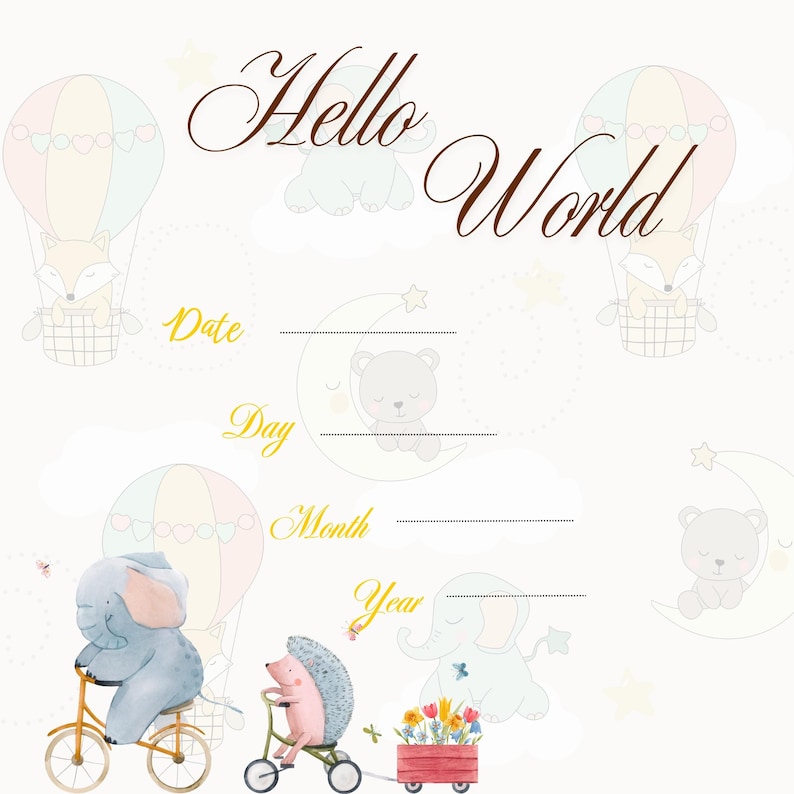 Baby Memory Book | First Year Journal, Milestone Album (digital ...