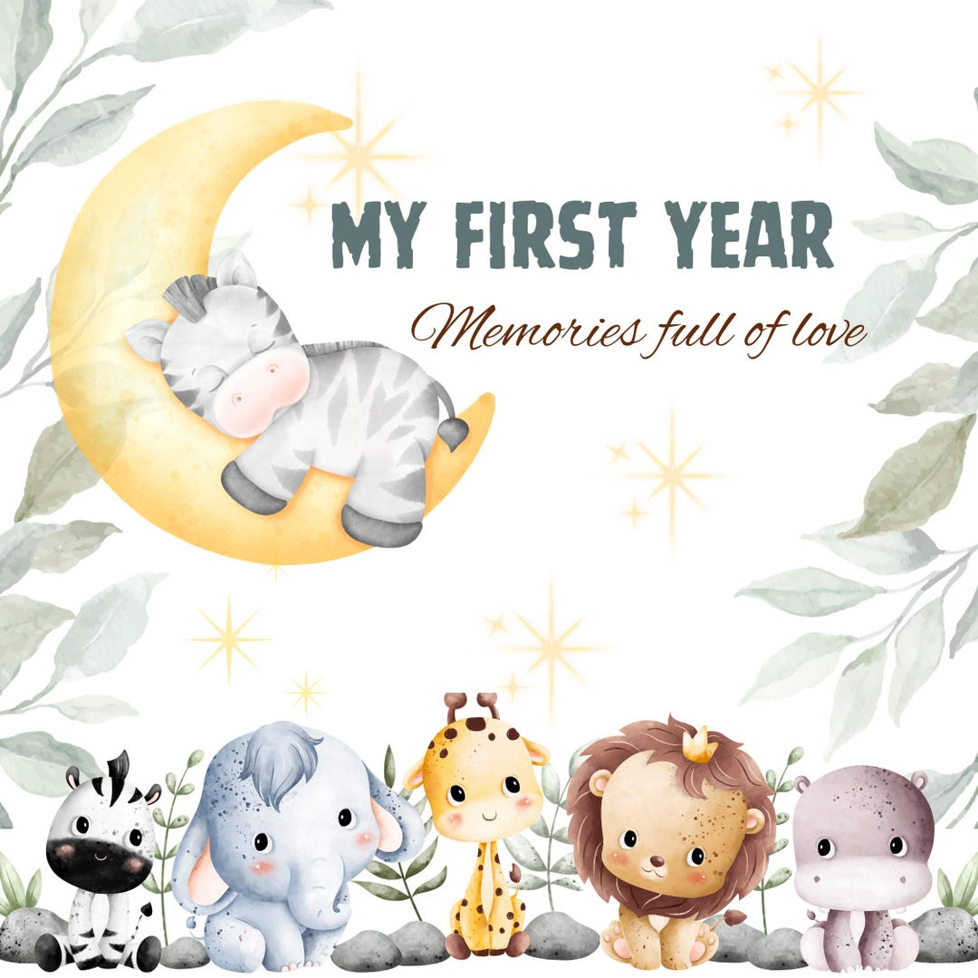 Baby Memory Book | First Year Journal, Milestone Album (digital ...