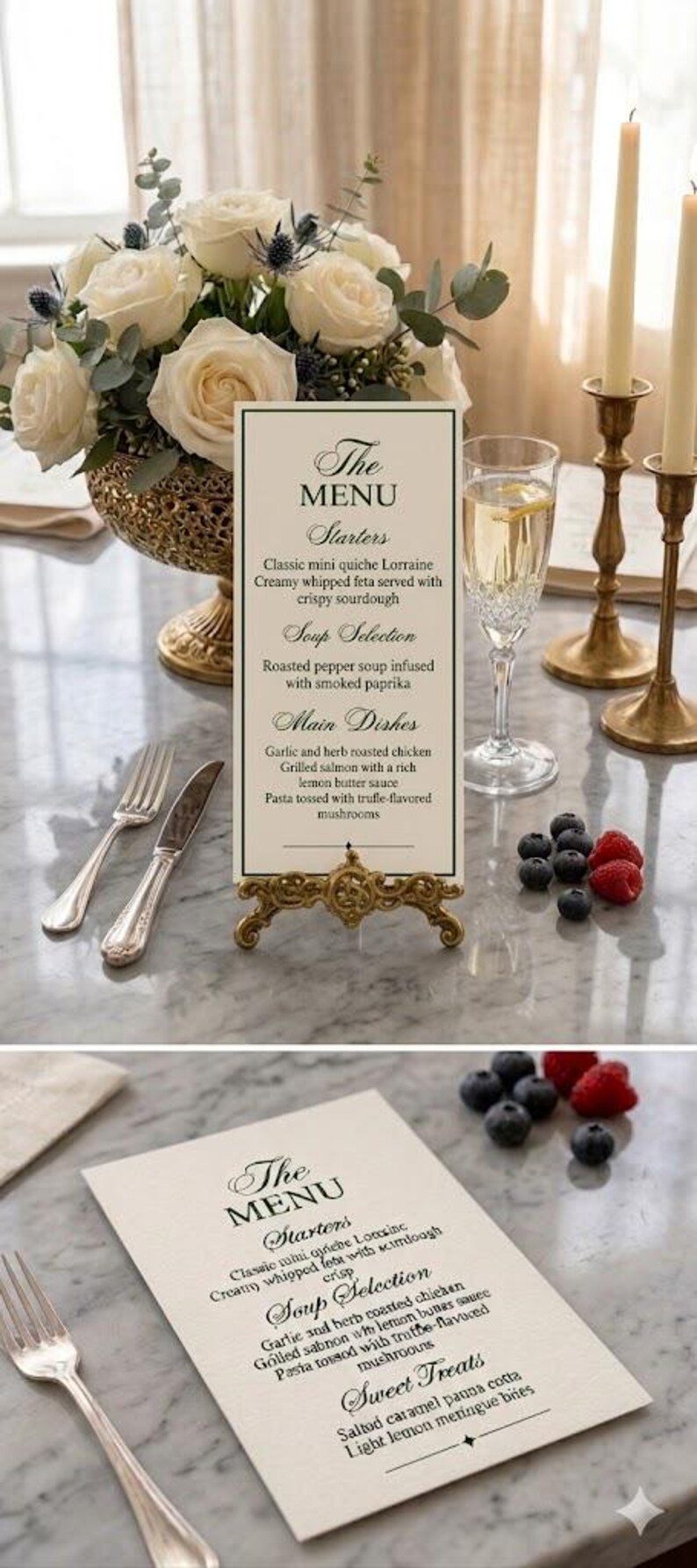 Olive Green Wedding Menu Template, Elegant Minimalist Reception Card ...