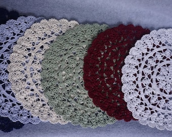 Doilies in Colors and White, Cream and Ecru Measuring Approximately 12"