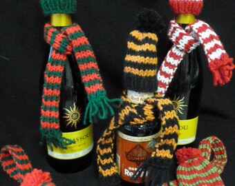 Holiday Wine Bottle Hat and Scarf Cozy - Hostess Gift