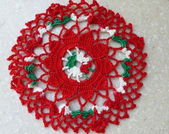 Red Christmas Doily  Approximately 7.5"