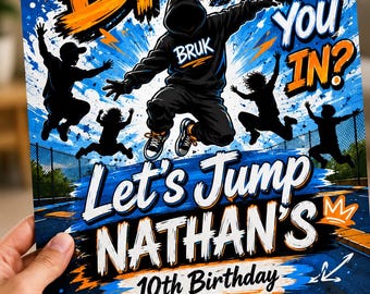 Editable Trampoline Birthday Party Invitation, Teen Jump Party, Teen Park our Birthday Invitation, Lets Jump Party, Editable Canva Template