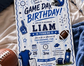 Football Birthday Invitation: Editable Canva Template (Digital Download)