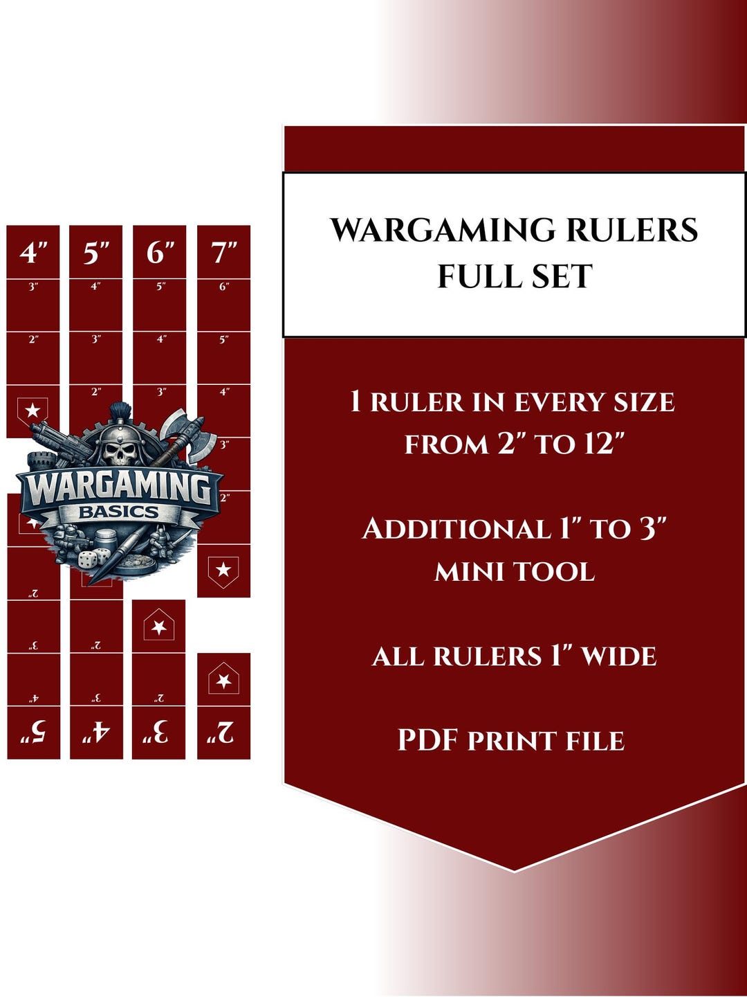 Printable Wargaming Rulers 1-12
